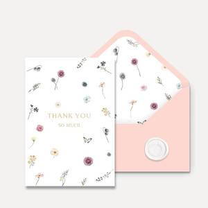 lot 69564 image: Wildflower Thank You Cards with Envelopes, 24 set Bulk, 4x6, Wax Seal Stickers, Floral Greeting Cards for Wedding, Baby Shower, Bridal Shower(Soft Pink)