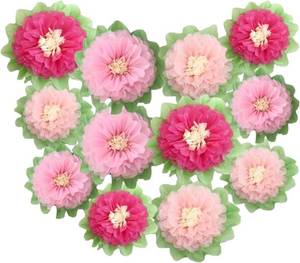 lot 69567 image: 12pcs 8in 10in Pinks Flower Decorations Tissue Paper Flower Mexican Paper Flowers Fiesta Paper Flowers Hawaiian Party Backdrop Floral Bridal Shower Centerpiece Baby Girl Birthday nursery decor