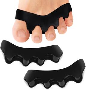 lot 69575 image: Welnove Toe Separator Bunion Corrector- 8 Pack Toe Straightener for Women Men Overlapping Toes - Toe Spacers for Nighttime, Running & Yoga Practice BlackBlue8
