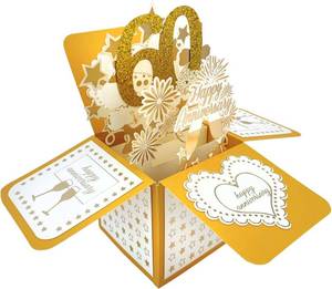 lot 69578 image: YiKaLus Funny 60th Wedding Anniversary Pop Up Card for Husband Wife,Perfect 3D 60 Years Together Gift for Her Him,Happy 60 Anniversary Card for Parents,Best Anniversary Greeting Card Ideas for Couple