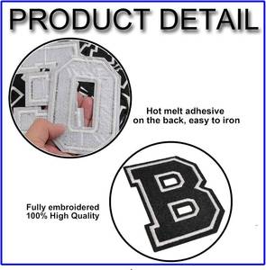 lot 69580 image: 3 Pieces 3.14inch Letter Patch, Varsity Letter Patch, Iron Alphabet Letter A-Z Iron on Sew on Patches for Clothes, Dress, Hat, Socks, Jeans, DIY Accessories, 3.14inch (Black, Y)