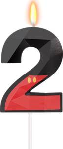 lot 69597 image: Red Mouse Number 1 Candle, 3D Diamond-Cut Design Cake Toppers, Black and Red Birthay Decorations for Girl Boy First Birthday Party Supplies
