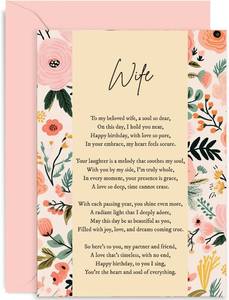 lot 69606 image: Old English Co. Birthday Card for Wife - Female Birthday Card for Her - Birthday Poem - Floral Traditional Card - Unique Poem Birthday Card for Women - Contemporary  Blank Inside Envelope