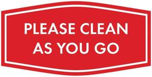 lot 69614 image: Fancy Please Clean As You Go Sign (Red) - Large