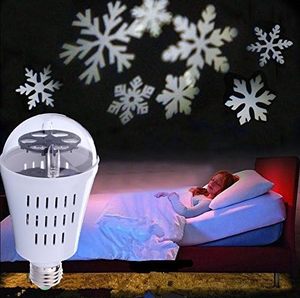lot 69619 image: Snowflake Auto Rotating Led Lights Christmas Lights Moving LED Lamp E27 Base 4W Crystal Ball Stage Light for Birthday, Holiday, Wedding, Party, Christmas Decor - White