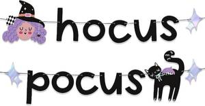 lot 69643 image: HOUSE OF PARTY Hocus Pocus Banner - Hocus Pocus Birthday Party Decorations - Witch Cat Party Decorations - Hocus Pocus Wall Decor - Halloween Party Decoration Supplies