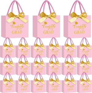lot 69652 image: Moinchore 30 Pcs Mini Graduation Gift Bags Rose Gold Class 2027 Handles