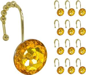 lot 69663 image: Sunlit Round Rhinestone Shower Curtain Hooks with Glide Balls, 12 Pack