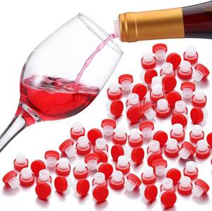 lot 69667 image: Qinyoung 200 Pcs Slow Wine Pourer Spout for Corked Bottles Pour and Seal Plastic Wine Pourers with Red Lid for Storing Precise Pouring