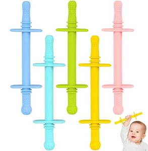 lot 69671 image: Fu Store Hollow Teether Tube 5PCS Chew Straw Toy for Infant Toddlers Silicone Tubes Teething Toys for Babies 3-12 Months BPA FreeFreezableDishwasher and Refrigerator Safe