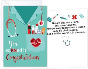 lot 69690 image: Fancy Land Foiled Nurse Graduation Card with Envelope 2026 RN Graduation Gifts for Nursing School Medical Party