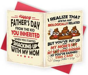 lot 69695 image: Asmallgf Humor Stepdad Fathers Day Card, Fathers Day Gift from Step Daughter Son, Father Day Card for Best Stepfather, You Earned This Fathers Day step Dad Funny Personalized Gift