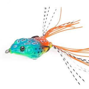 lot 86638 image: NEW Topwater Frog Lures Weedless Hollow Body Bass Fishing Baits 12.5 grm (COLOR 4 AQUA ORANGE)