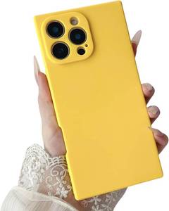 lot 67908 image: Rectangle Case for iPhone 16 for Women,Cute Candy Color Rectangle Edge Design Full Lens Protection Shock Absorption Protective iPhone 16-6.1 inch (Yellow)