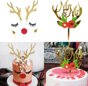 lot 67912 image: Reindeer decorated with reindeer cake Christmas cake Top decorated with reindeer cake Top eyelashes Nose ears Easter Christmas Halloween party cake emoji