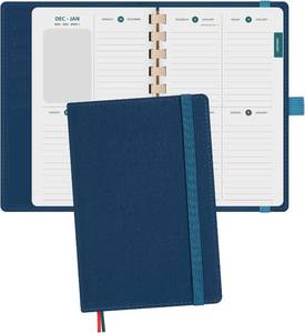 lot 69032 image: BEZEND Pocket Planner 2026 Weekly and Monthly (4.25 x 6.75) Equal Ruled Space Even Weekends (Jan-Dec 26) Work Home School Women, Card Slots & Refillable PU Leather Softcover - Prussian Blue
