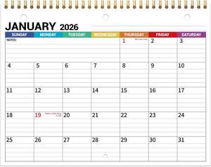 lot 69035 image: 2026 Calendar, 2026 Wall Calendar 12 Month, 8.5 x 11, Jan 2026 - Dec 2026, 3-Hole Punched Binder Calendar, Memoranda Lined Pages with Thick Paper, Spiral Binding, Holidays, Moon Phases