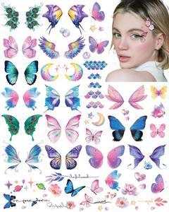 lot 69516 image: Glitter Butterfly Makeup Temporary Tattoos for Women Girls Kids, 12 Sheets Colorful Butterflies Wings Fake Fairy Tattoo Stickers Waterproof for Face Eye Makeup Birthday Party Favors Gifts