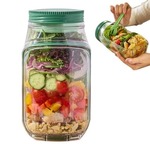 Salad Jar with Side Opening Leakproof Dressing Layer Portable Lunch NEW