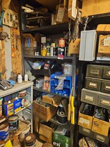 lot 6572 image: Paint Supplies & Finishes Lot w Brushes, Cans, Primers