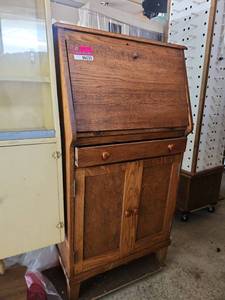 Antique Oak Secretary Desk w/ Drop-Front & Storage