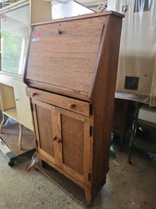 Antique Oak Secretary Desk w/ Drop-Front & Storage