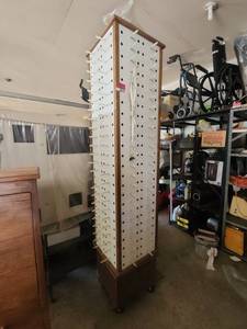 lot 6534 image: Pegboard Storage Tower Rotating Display w Hooks