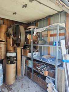 lot 6549 image: Lot of Vintage Hardware & Fasteners in Wooden Boxes w Wire and Vintage Fan