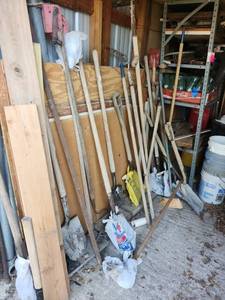 lot 6551 image: Lot of Vintage Garden & Yard Tools with Handles