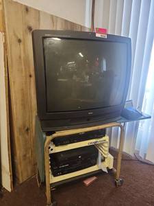 lot 6562 image: RCA CRT Television w Media Cart & Equipment