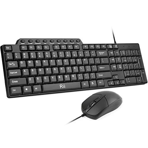 lot 1031 image: Basic Keyboard and Mouse,Rii RK203 Ultra Full Size Slim USB Basic Wired Mouse and Keyboard Combo Set with Number Pad for Computer,Laptop,PC,Notebook,Windows and School Work(1 Pack) Retail $17.31