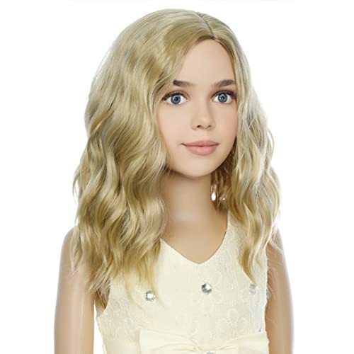 lot 1032 image: PATTNIUM Blonde Wig Kids Child Wig Short Wavy Wig Ash Blonde Wig Mixed Blonde Wig for Gilrs Cosplay Party Heat Resistant Blonde Synthetic Hair Wig (Ash Blonde) Retail $24.84