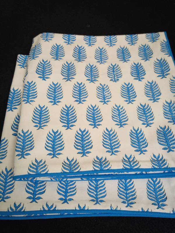 lot 1027 image: Ridhi Block Print Cotton Throw Pillow Covers for Decorative Couch Pillows for Living Room, Chic Boho Cute Outdoor Valentine Pillows Covers Gifts Blue Leaf 20x20 Inches Retail $49.99