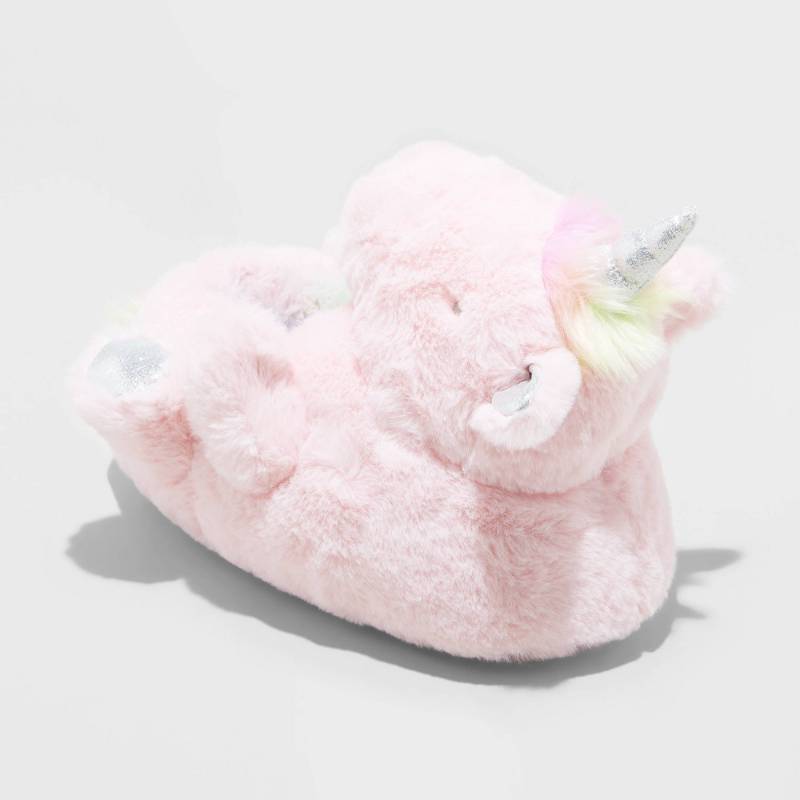 lot 1132 image: Kids Unicorn Slippers - Cat & Jack Pink 2-3 Machine Washable, Slip On, Non Marking Sole - Retail $20