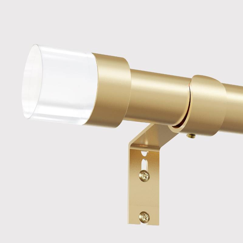 lot 1120 image: Gold Curtain Rods for Windows 1 Inch Diameter Heavy Duty Adjustable Curtain Rod 66 to 120, 2 Pack Decorative Window Curtain Rods with Modern Acrylic End Cap Finials,Window Drapery Rod for Bedroom - Retail $49