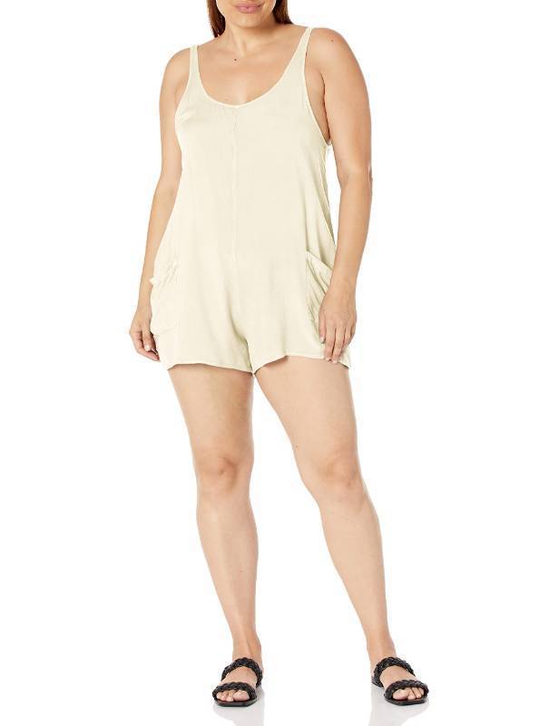 lot 1135 image: RVCA Womens Marina Romper Coverup, Pale Pink, XL14 - Retail $15