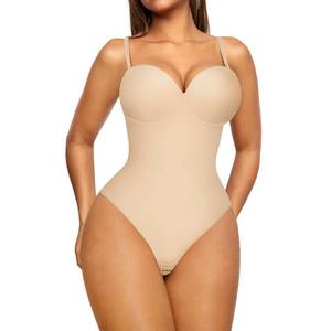 lot 1140 image: FeelinGirl Bodysuit Shapewear for Women Tummy Control Seamless Sleeveless Thong Body Shaper Tops U-Neck Camisole Jumpsuit With Built-in Bra Plus Size Beige XXXL - Retail $29,125
