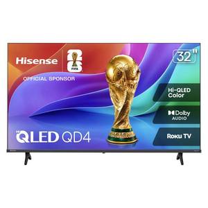 lot 1038 image: Hisense 32-Inch Class QD4SR Series Hi-QLED HD Smart Roku TV (32QD4HSR, 2026 Model) �� Hi-QLED Color, Dolby Audio, Compatible with Alexa, Full Array LED, Slim Bezel Design has a burnt line - Retail $139