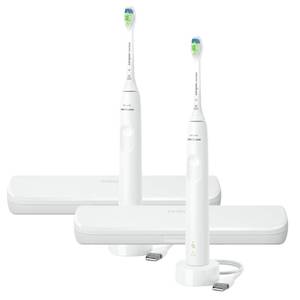lot 1023 image: Philips Sonicare Electric Toothbrush with DiamondClean Brush Head 2-Pack Bundle, Rechargeable Electric Tooth Brush with Pressure Sensor, Sonic Electronic Toothbrush, Travel Case, White - Retail $96