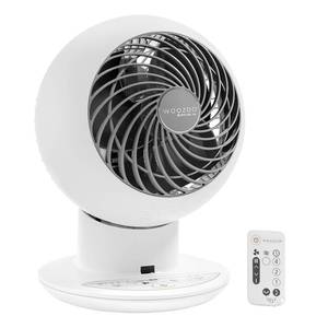 lot 1025 image: IRIS USA WOOZOO Air Circulator Fan with Remote, Oscillating, 5 Speeds, 82ft Max Air Distance, Adjustable Tilt, Quiet Motor, Small Fan for Bedroom, Office, Dorm, White - Retail $69