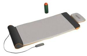 lot 1036 image: Homedics Yoga Fitness Back and Lumbar Stretching Mat with Air Compression and 3 Levels of Intensisty, Silver - Retail $350