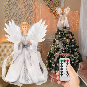 lot 1085 image: PEEKI Christmas Tree Topper, 12 Angel Treetop with Lights and Remote Control Timer, Christmas Tree Decoration for Holiday Ornament and Home Decor, White - Retail $19