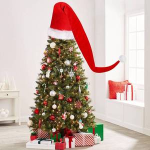 lot 1089 image: CCINEE Christmas Tree Topper Hat, Plush Santa Hat for Xmas Tree Decoration Gaint Red Santa Claus Hat Costume for Tree Topper Display - Retail $12,155