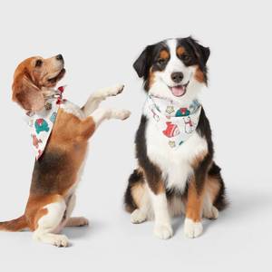 lot 1090 image: Plush Print Matching Family Pajama Flannel Dog and Cat Bandana - Wondershop White One Size Fits Most - Retail $5