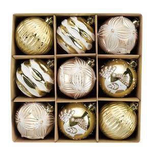 lot 1091 image: DecorbyHannah Large Gold White Christmas Ornaments, 9ct 3.15 inches Ornaments for Christmas Tree Decorations Set, Shatterproof Plastic Hanging Scandinavian Balls Bulk for Xmas Indoor Party Decor - Retail $22,906