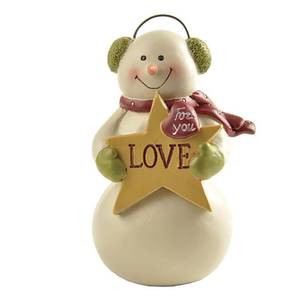 lot 1093 image: ENNAS 4.25 H Smiling Resin Snowman with Birds House Figurines Decor - Retail $10,970