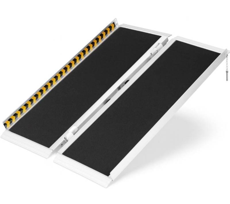 lot 6297 image: MAXIVMAN 3FT (36) Portable Folding Aluminum Wheelchair Ramp with Handle, 600 lbs Threshold Ramp, Non-Slip Grit, Raised Sides & Rubber-Pad Head for Doorways, Steps & Curbs