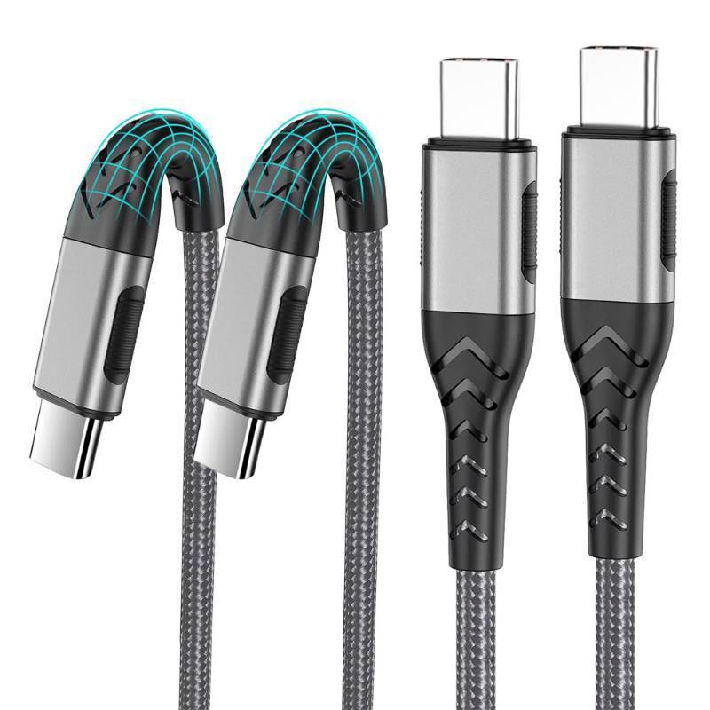 lot 5526 image: Durcord 2Pack 10ft USB C Charger Cable - 100W Fast Charging for AndroidPhonePad, Type C to Type C Compatible with iPhone 171615 Pro Plus Max Silver