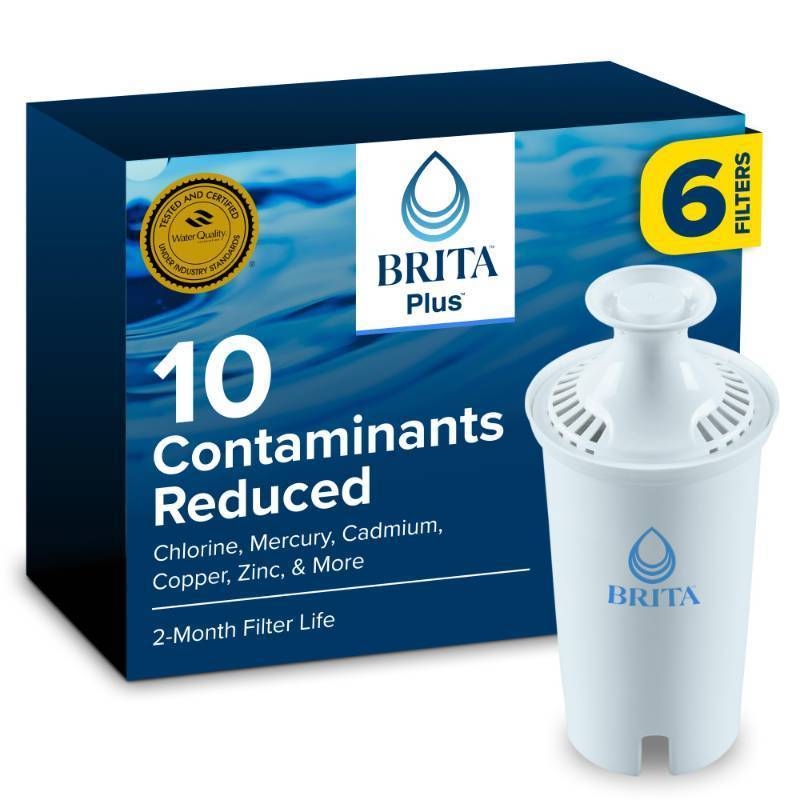 lot 5527 image: Brita BritaPlus Replacement Water Filter for Pitchers and Dispensers, WQA NSFANSI Certified, Reduces 2x More Contaminants vs. Standard Brita, Reduces Chlorine Zinc Copper Mercury & More, 6 Filters