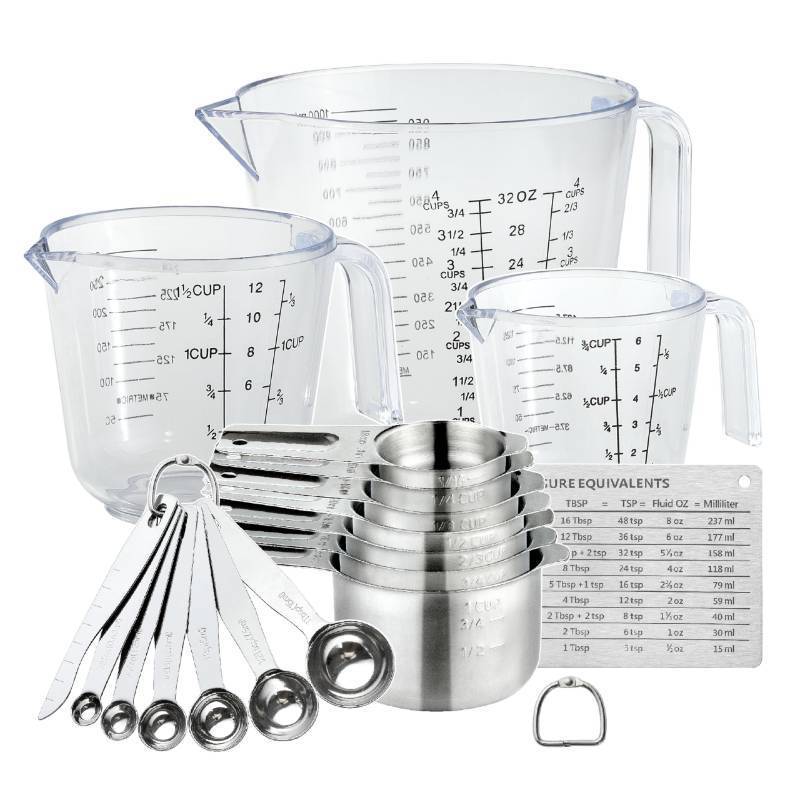 lot 4908 image: 20PCS Measuring Cups and Spoons Set, Mituer Stainless Steel Nesting Kitchen Cooking Baking Measuring Set for Dry and Liquid Ingredients